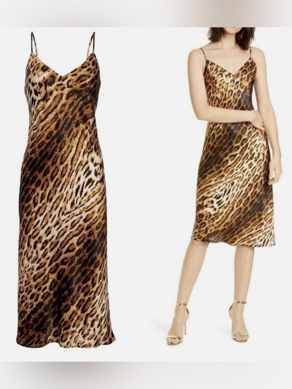 L'AGENCE Jodie Silk Cheetah Print Slip Dress-sz 6